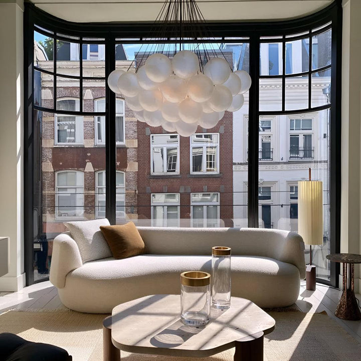 Modern Hanging Bubble Chandelier With Floating Orb Cluster Design