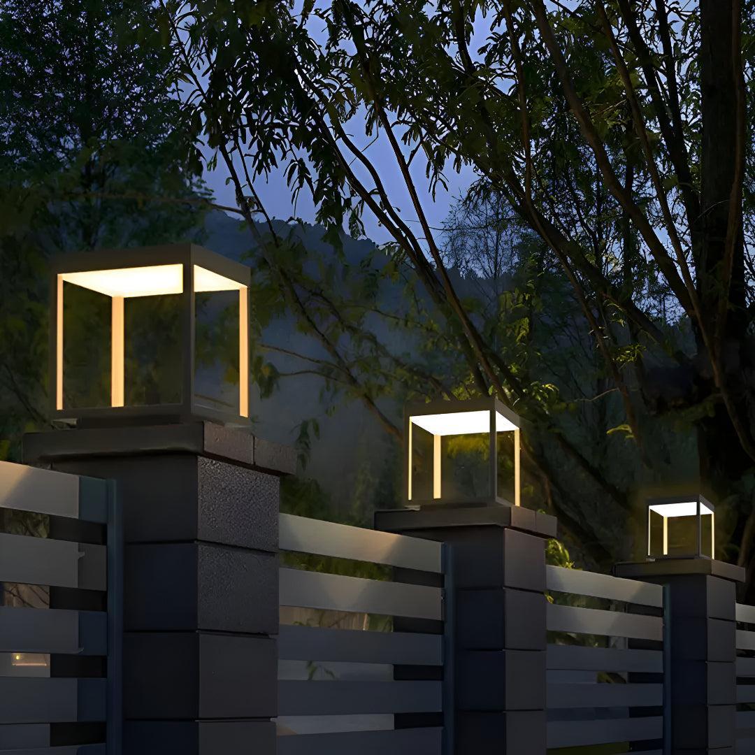 Modern Open Frame Post Lights for Outdoor Garden Walls