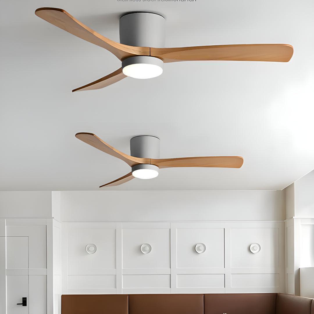 Nordic Wooden Overhead Ceiling Fan With Light And Quiet Motor