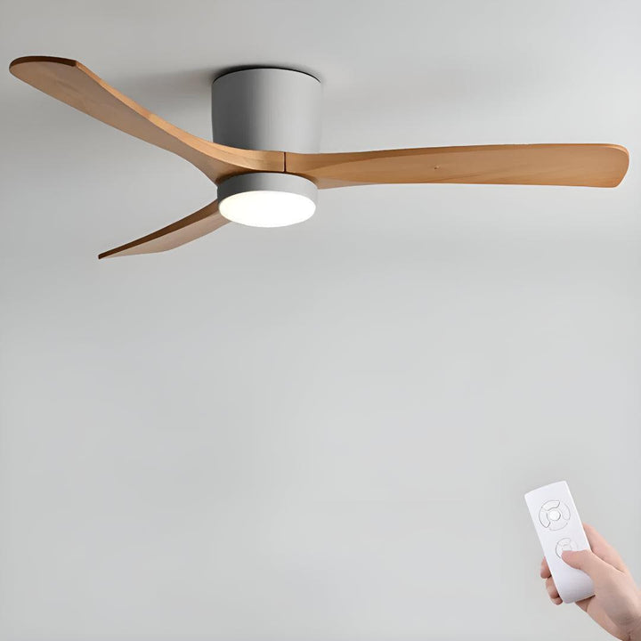 Nordic Wooden Overhead Ceiling Fan With Light And Quiet Motor