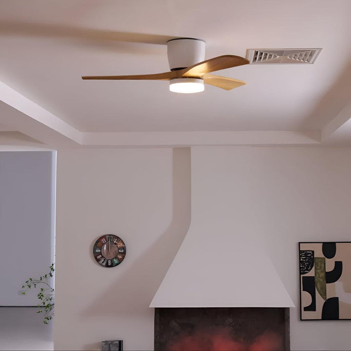 Nordic Wooden Overhead Ceiling Fan With Light And Quiet Motor