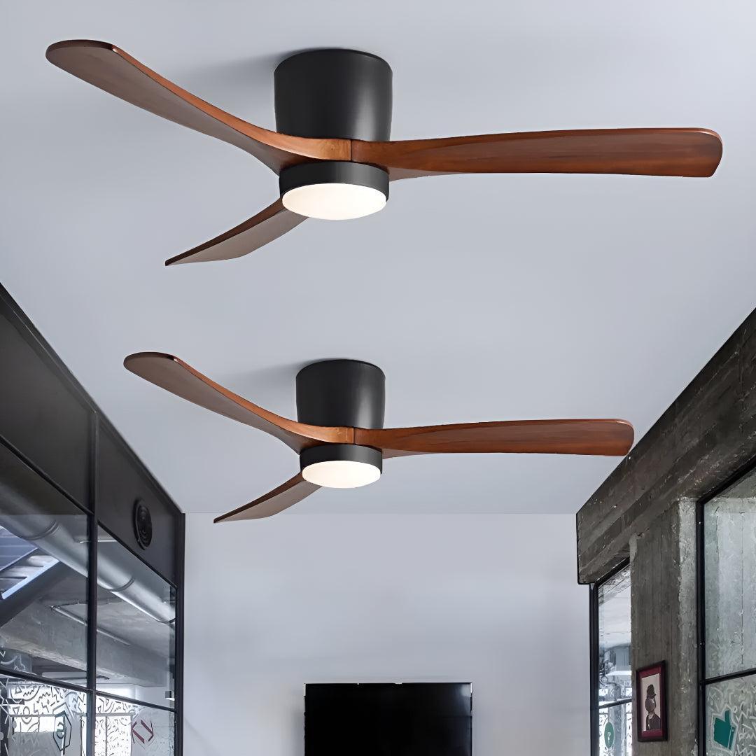 Nordic Wooden Overhead Ceiling Fan With Light And Quiet Motor