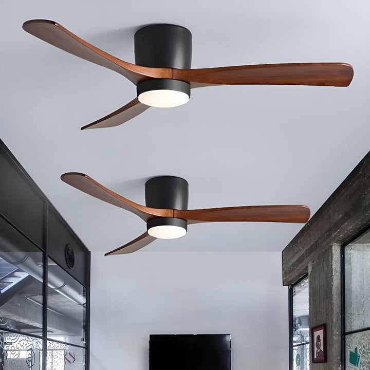Nordic Wooden Overhead Ceiling Fan With Light And Quiet Motor