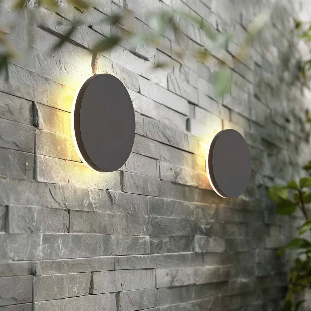Outdoor Circular Wall Light With Minimalist Backlit Halo