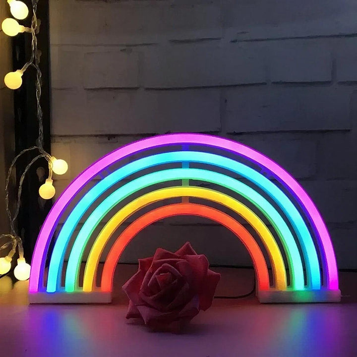 Rainbow Designed Cordless Night Light Table Lamp With Battery Operation