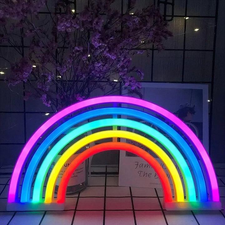 Rainbow Designed Cordless Night Light Table Lamp With Battery Operation