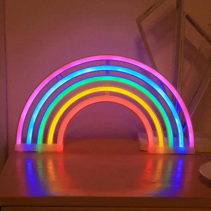 Rainbow Designed Cordless Night Light Table Lamp With Battery Operation