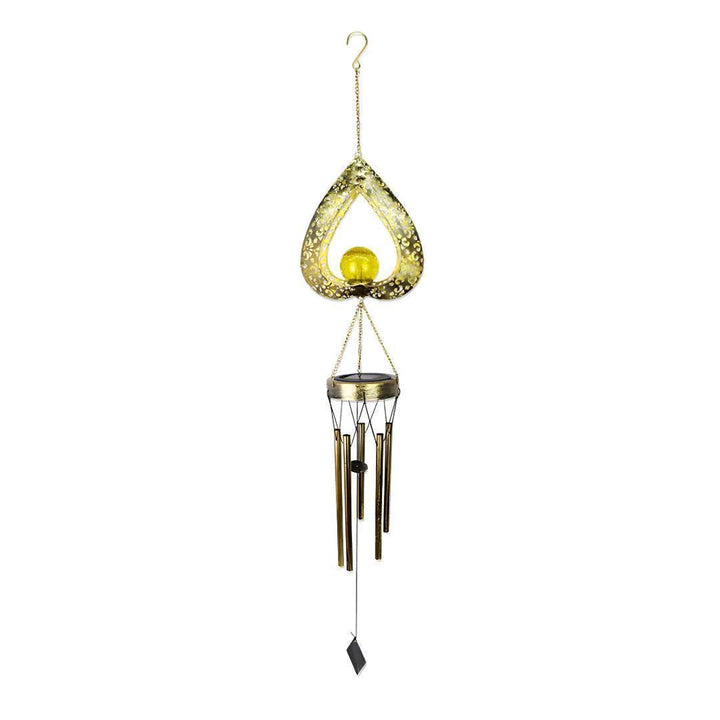 Solar Garden Light With Hanging Heart Wind Chime Lantern
