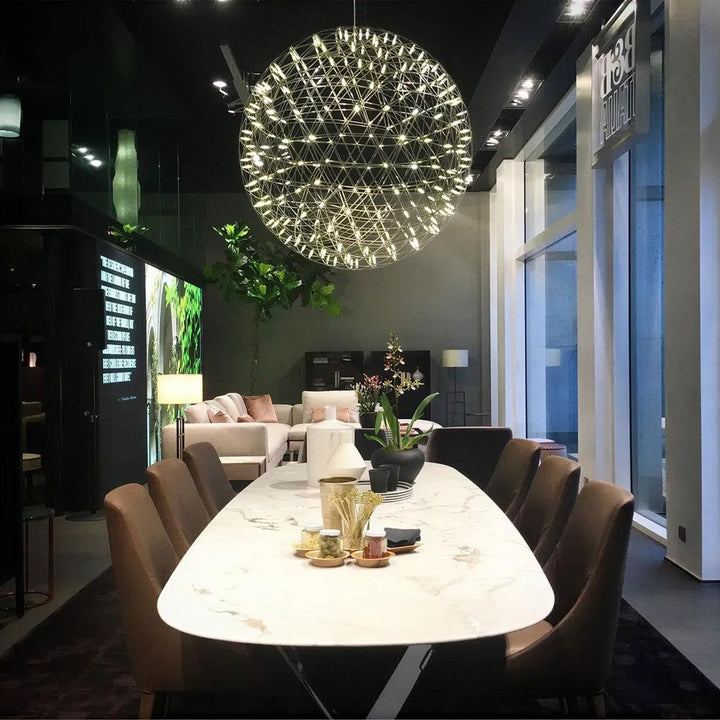 Sphere Pendant Light With Geodesic Starry Sky Statement Lighting