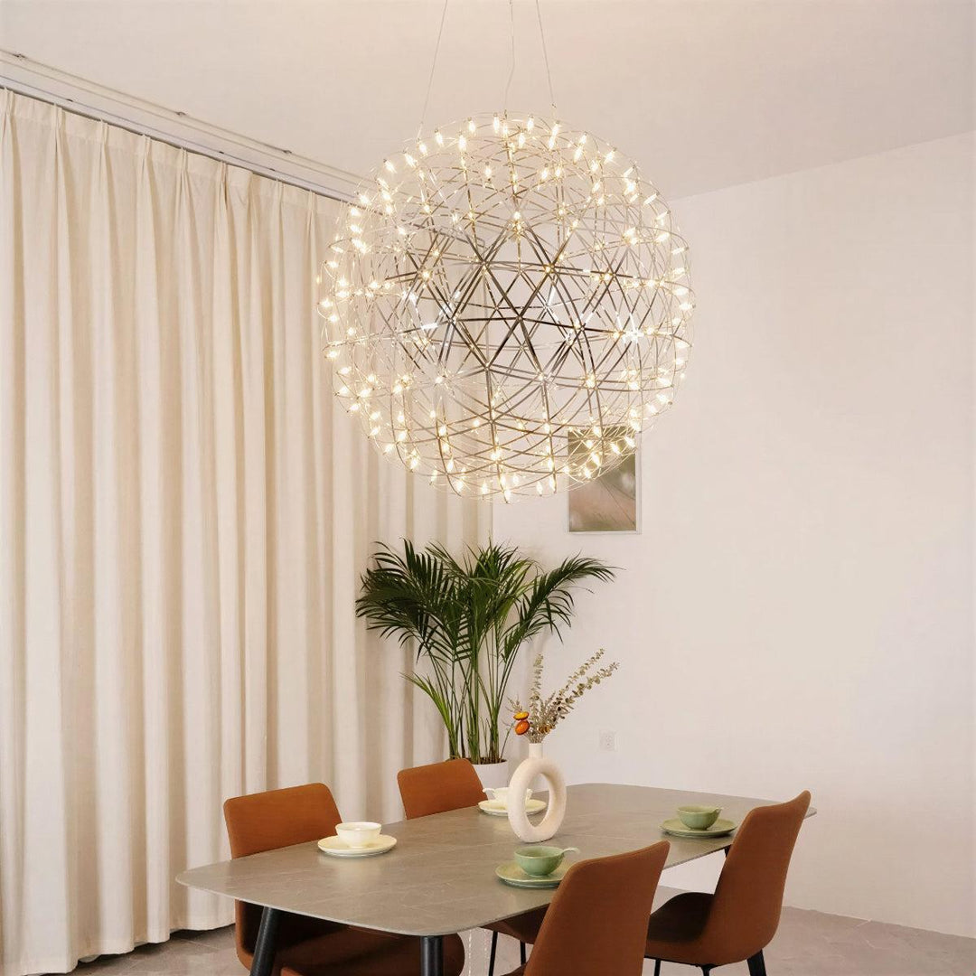Sphere Pendant Light With Geodesic Starry Sky Statement Lighting