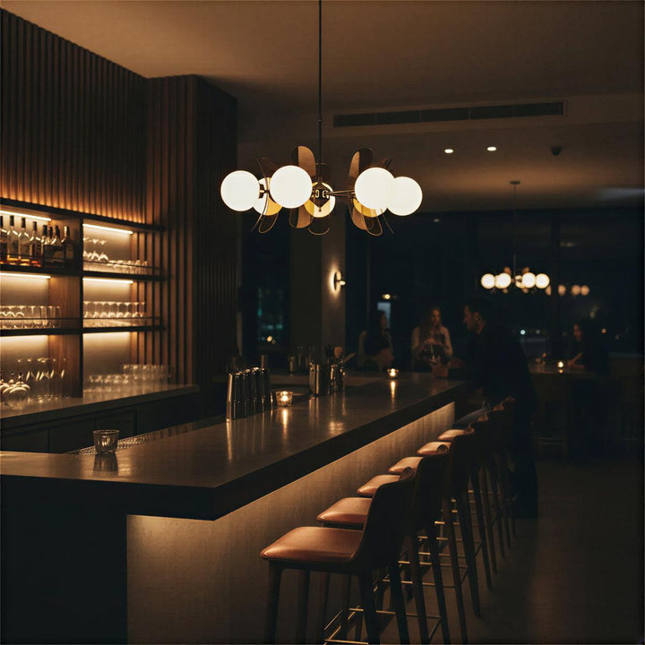 Sputnik Hanging Chandelier Light Fixture With Glass Shades