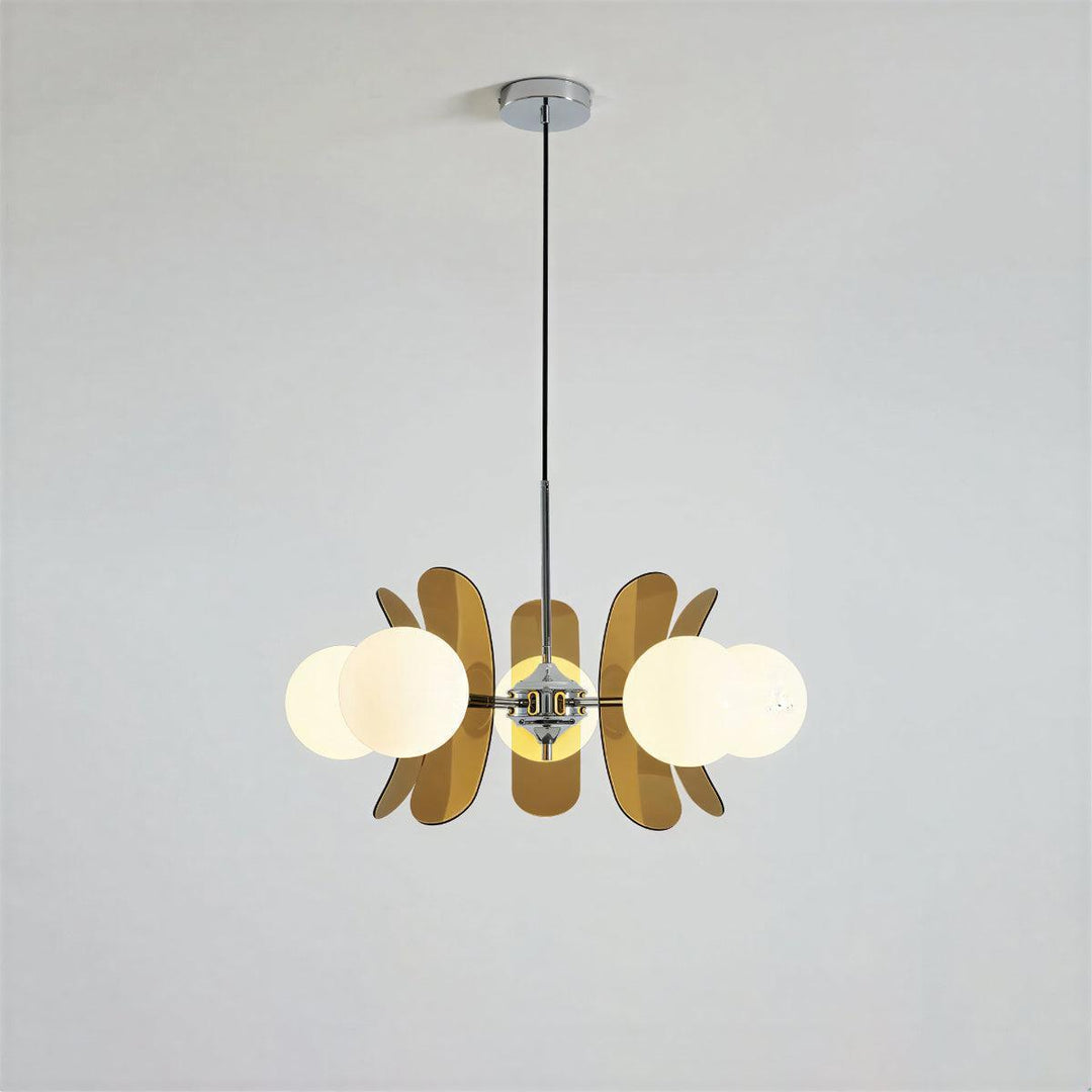 Sputnik Hanging Chandelier Light Fixture With Glass Shades