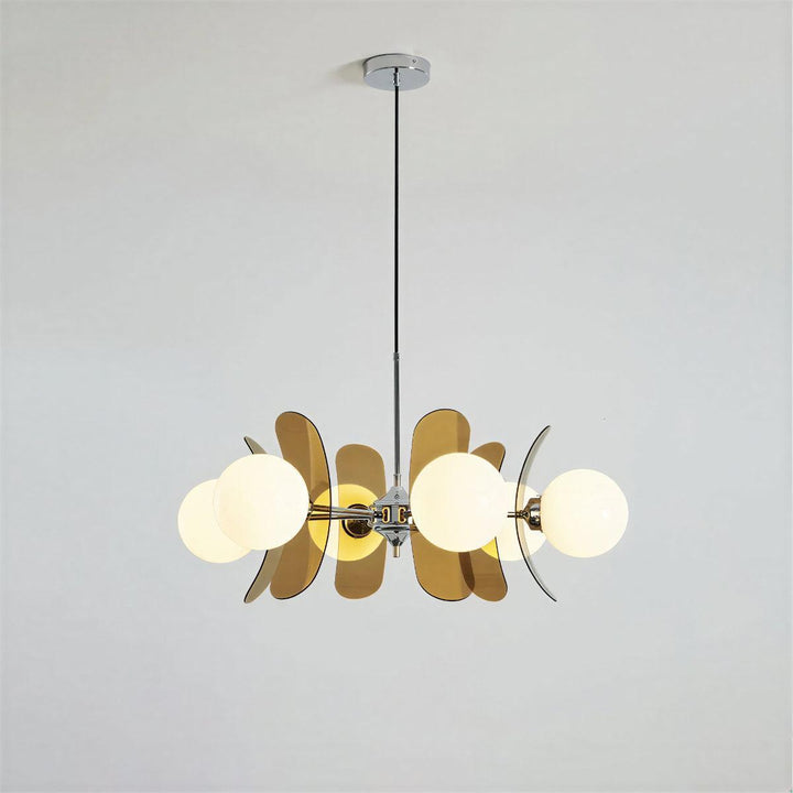 Sputnik Hanging Chandelier Light Fixture With Glass Shades