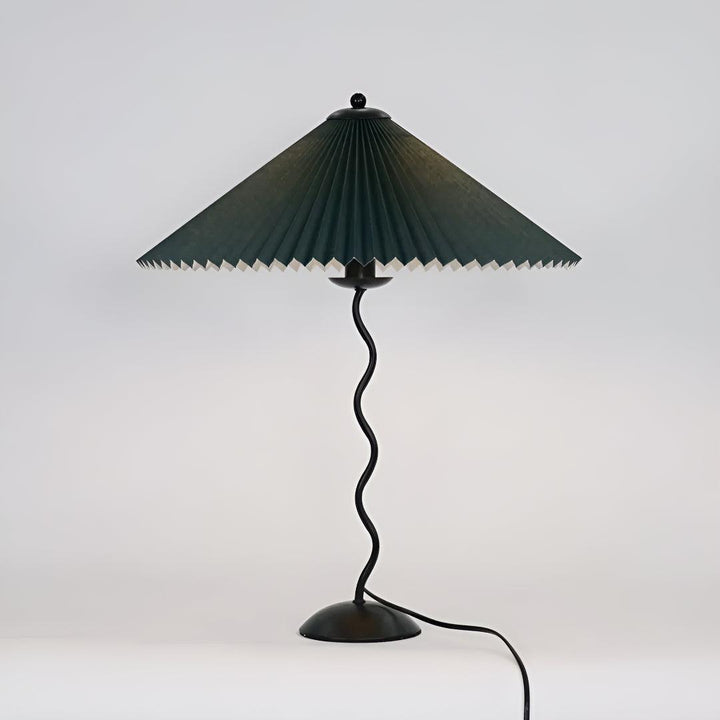 Squiggly Bedside Table Lamp With Nordic Style Pleated Shade