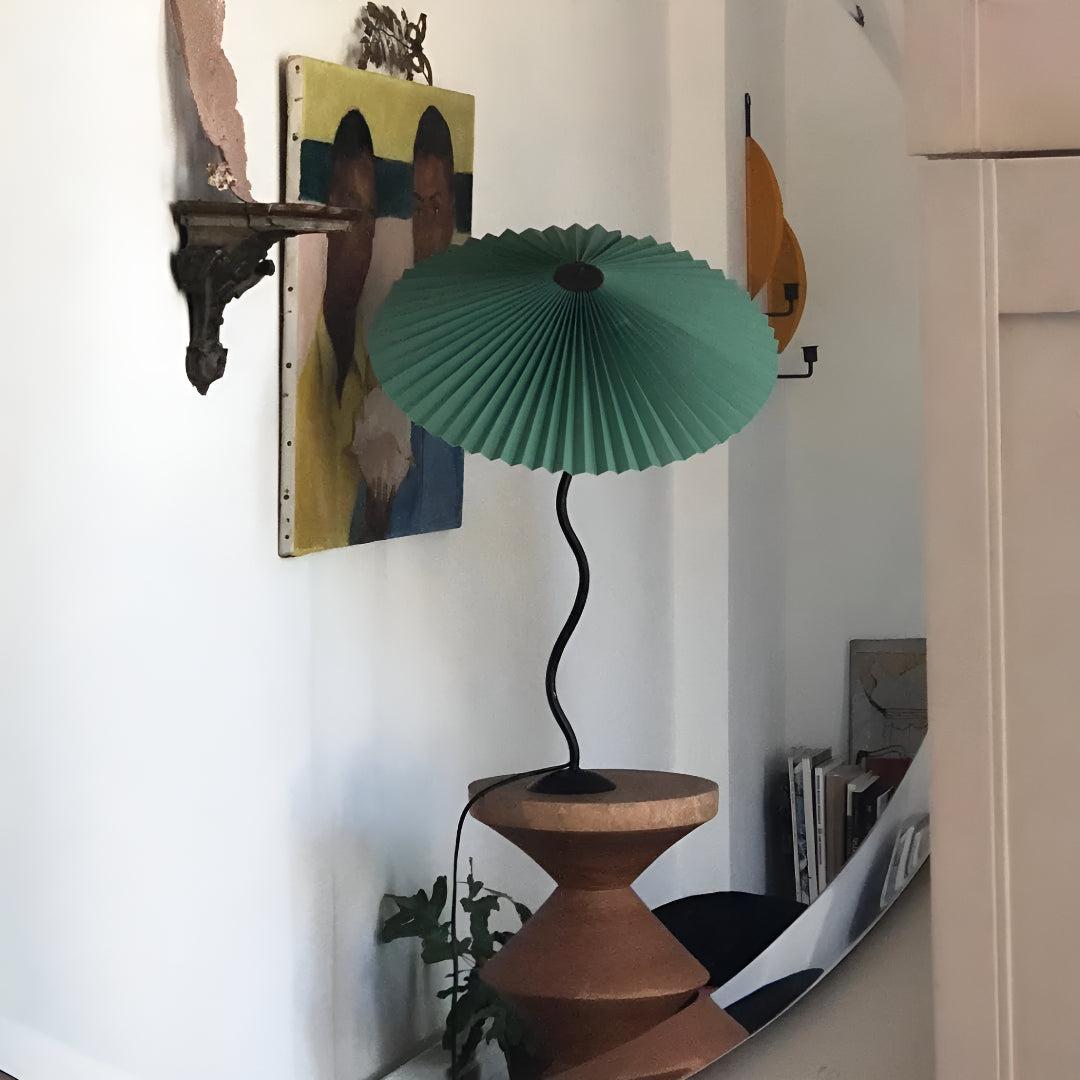 Squiggly Bedside Table Lamp With Nordic Style Pleated Shade