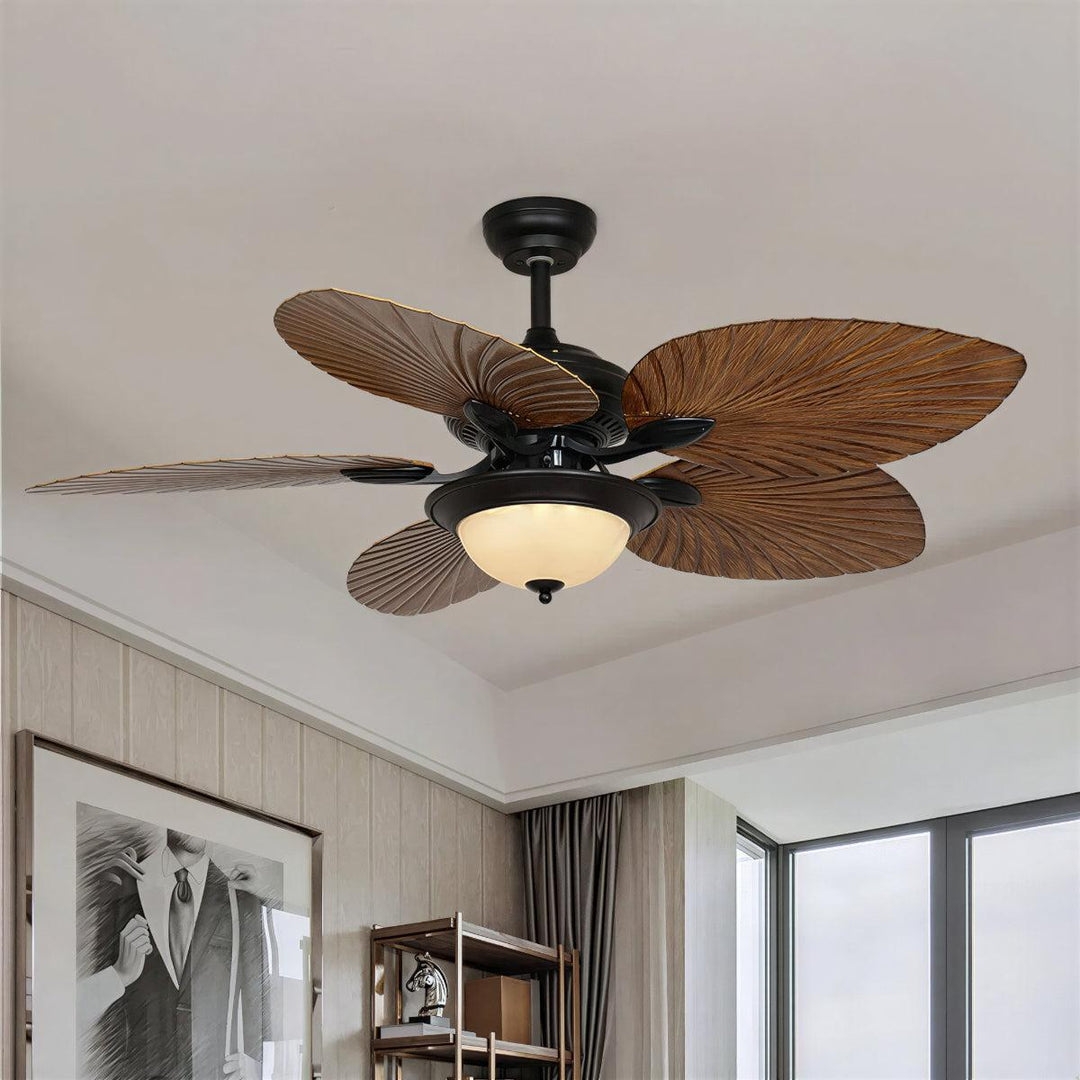 Tropical Palm Leaf Coastal Ceiling Fan With Light For Versatile Living Spaces