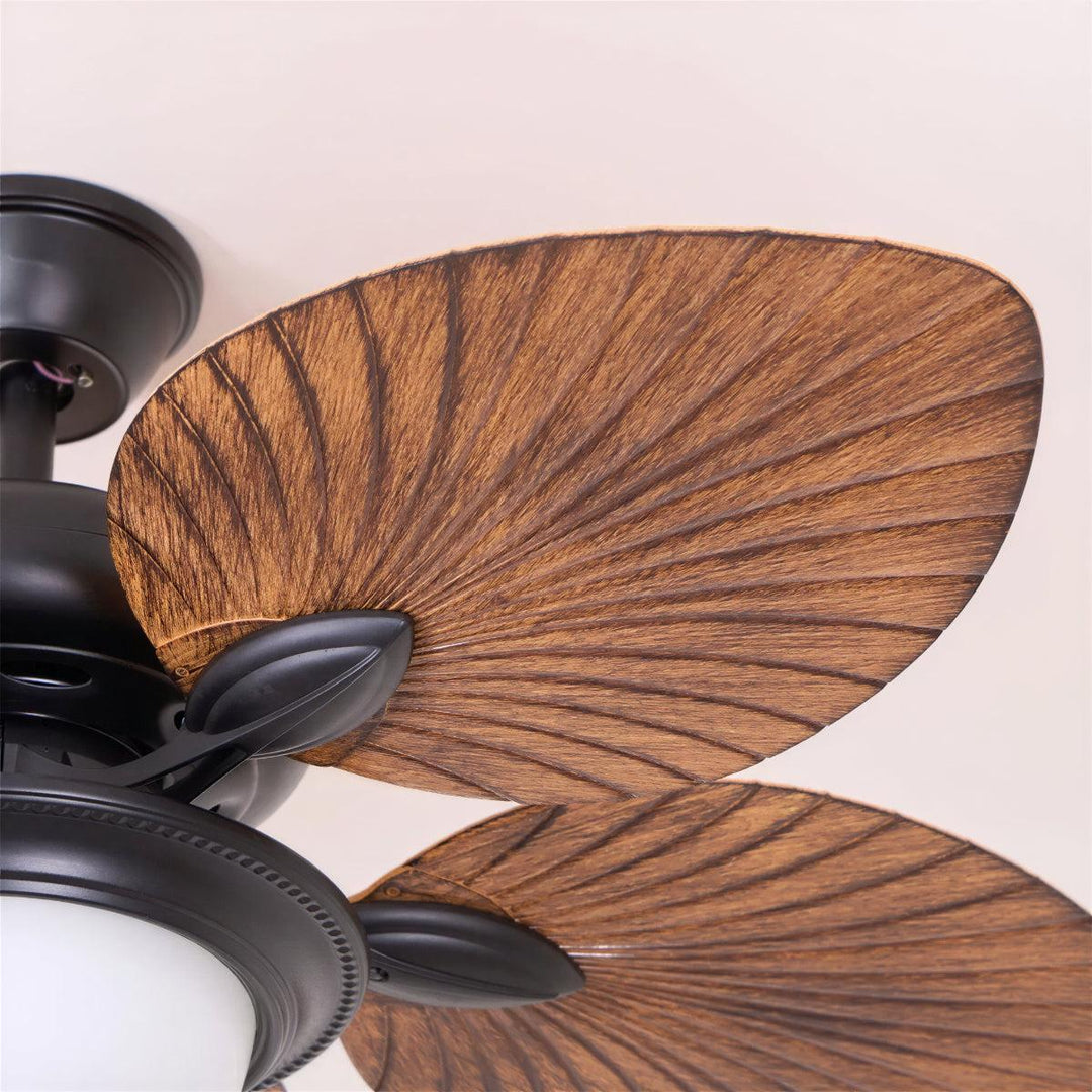 Tropical Palm Leaf Coastal Ceiling Fan With Light For Versatile Living Spaces