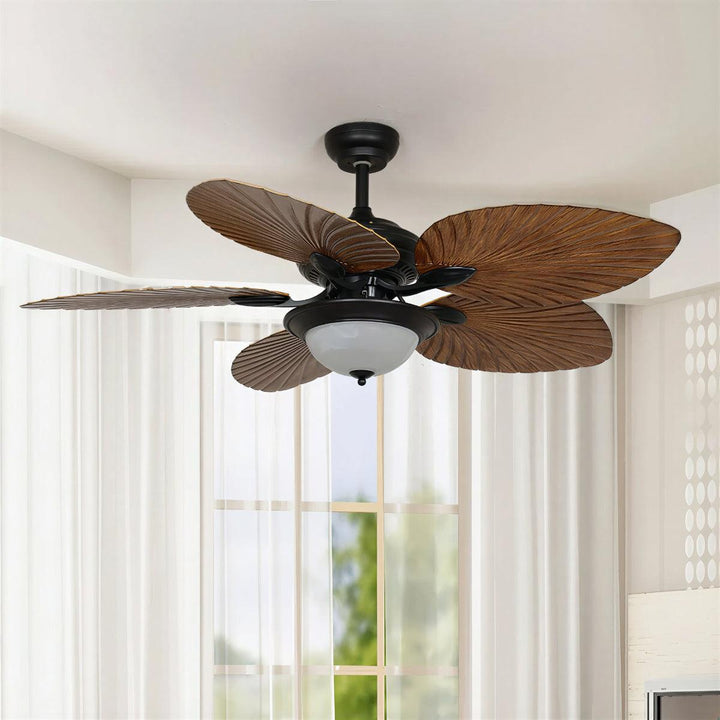 Tropical Palm Leaf Coastal Ceiling Fan With Light For Versatile Living Spaces