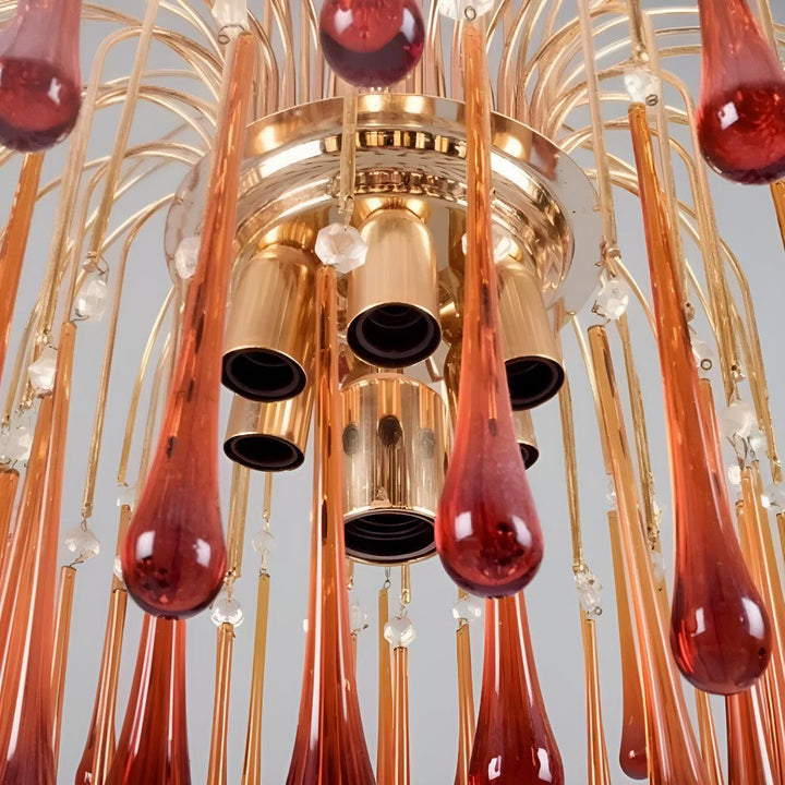 Vintage Murano Ceiling Chandelier Light With Raindrop Design