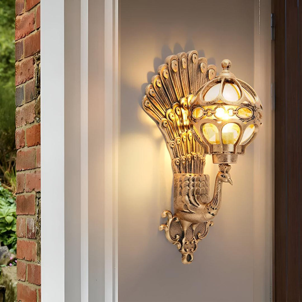Vintage Peacock Outdoor Wall Light