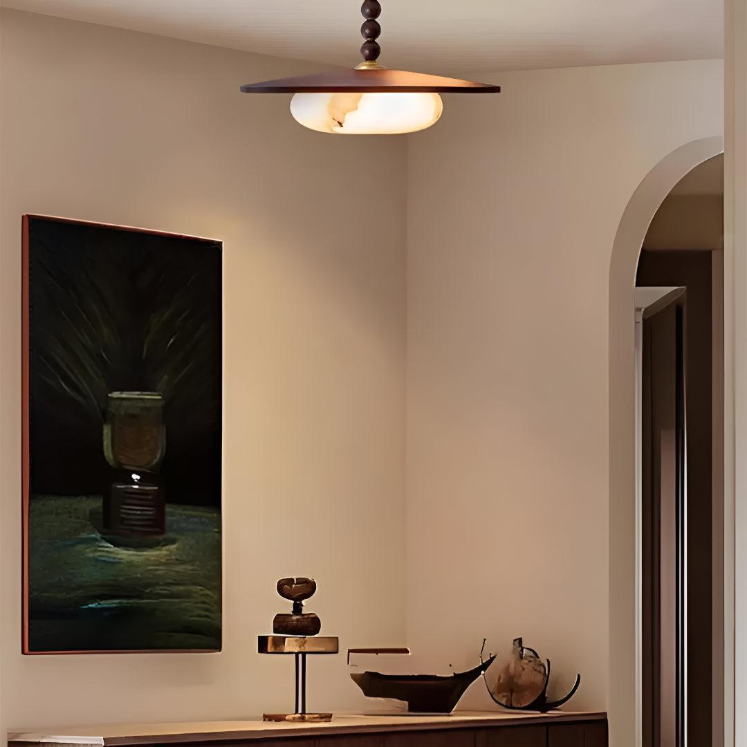 Wooden Ceiling Light With Rustic Design And Ambient Illumination