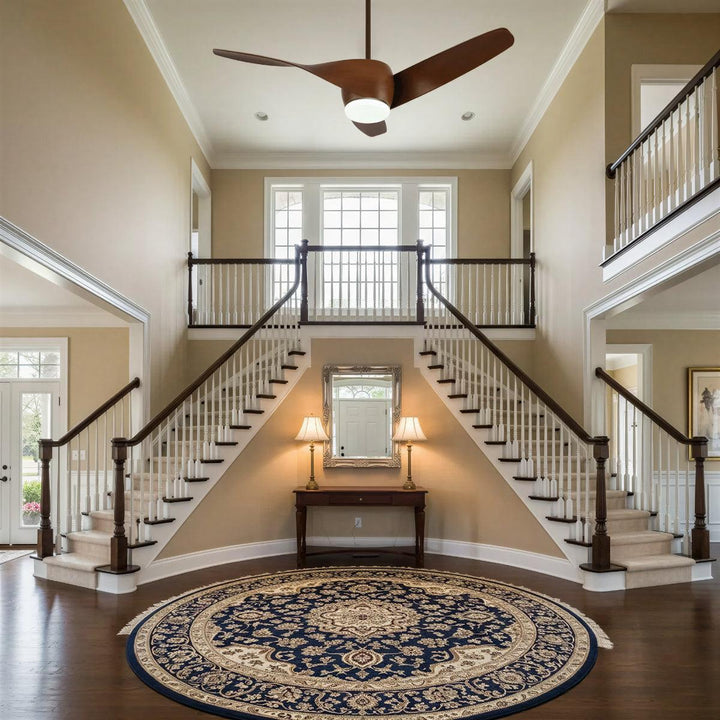 Wooden Curved Ceiling Fan Light With Remote Control And DC Motor