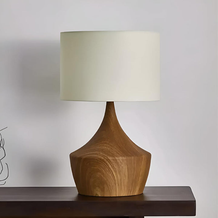 Wooden Japandi Bedside Table Lamp for Calm Ambient Lighting