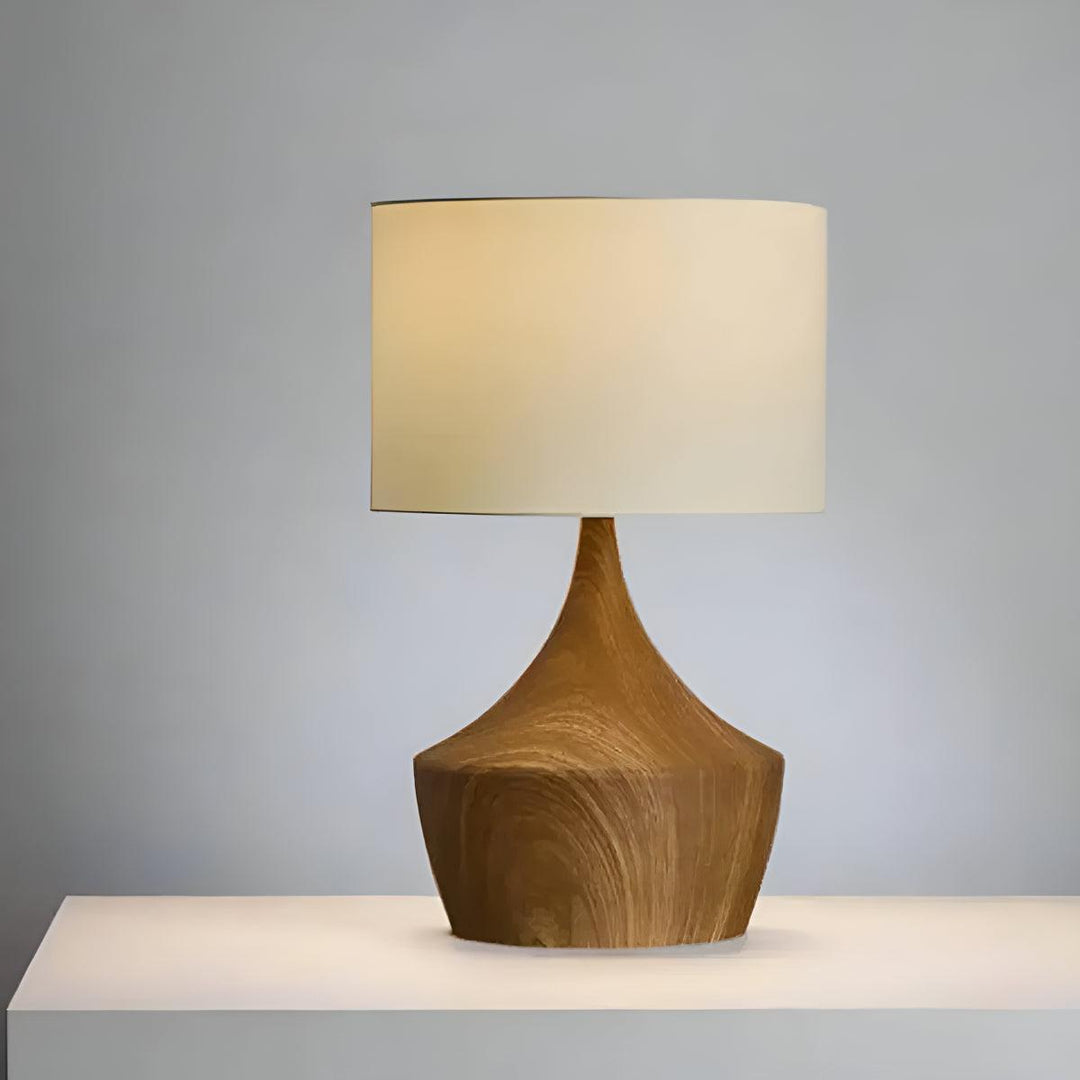 Wooden Japandi Bedside Table Lamp for Calm Ambient Lighting